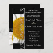 美しいエレガントデイジー結婚式招待状 インビテーションポストカード (正面/裏面)