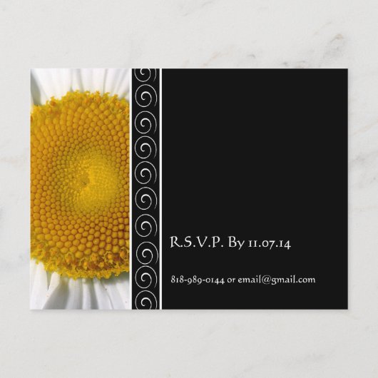 美しいエレガントデイジー結婚式招待状 インビテーションポストカード (裏面)