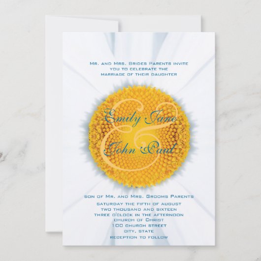 美しいエレガントデイジー結婚式招待状 招待状 (正面)