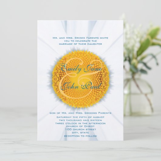 美しいエレガントデイジー結婚式招待状 招待状 (スタンド正面)