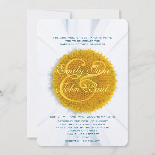 美しいエレガントデイジー結婚式招待状 招待状 (裏面)