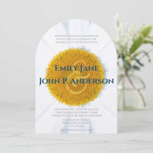 美しいエレガントデイジー結婚式招待状 招待状 (スタンド正面)