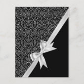 美しいエレガントトレンディー白黒ダマスク ポストカード (正面)