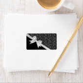 美しいエレガントトレンディー白黒ダマスク ラベル (インサイチュ)