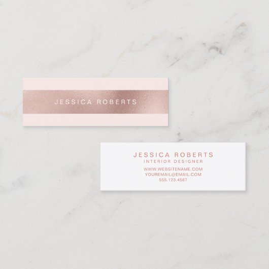 美しいエレガントバラ金ゴールド赤面ピンク スキニー名刺 (正面/裏面)