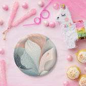 美しいエレガントパステル葉デザイン ペーパープレート (パーティー)