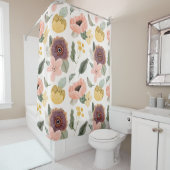 美しいエレガントフローラガーデンlピンクと白 シャワーカーテン (インサイチュ)