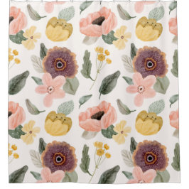 美しいエレガントフローラガーデンlピンクと白 シャワーカーテン