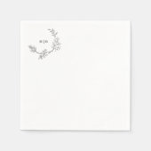 美しいエレガントフローラスケッチモノグラム結婚ズ スタンダードカクテルナプキン (正面)