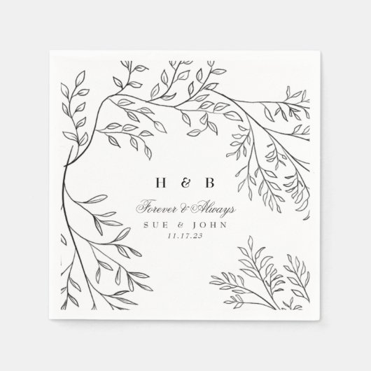 美しいエレガントフローラスケ結婚ッチ スタンダードカクテルナプキン (正面)