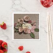 美しいエレガントフローラ愛とグリッター スタンダードカクテルナプキン (インサイチュ)