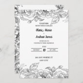 美しいエレガントフローラ結婚式招待状 招待状 (正面/裏面)