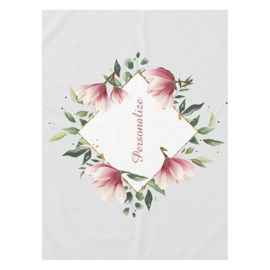 美しいエレガントフローラ縁ど パーソナライズされた テーブルクロス (正面)