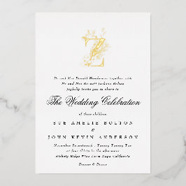 美しいエレガントフローラ金ゴールドモノグラ結婚ム 箔招待状