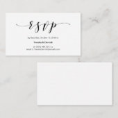 美しいエレガントブラックスクリプト、ウェディングRSVP エンクロージャーカード (正面/裏面)