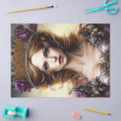 美しいエレガントプリンセスパープルバラデコパージュ 薄葉紙 (クラフト)