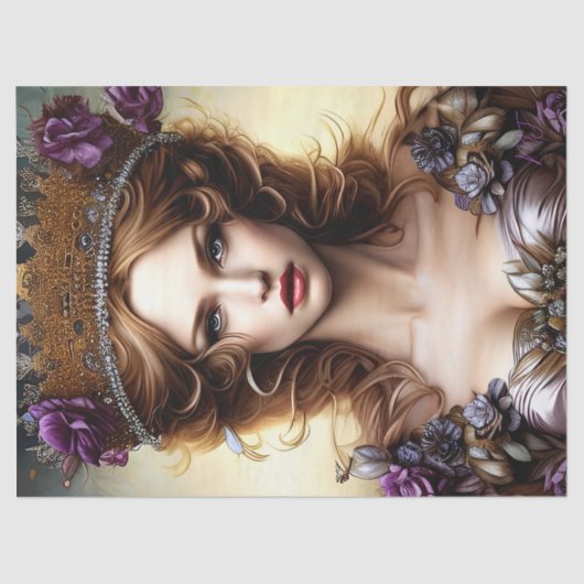 美しいエレガントプリンセスパープルバラデコパージュ 薄葉紙 (正面)