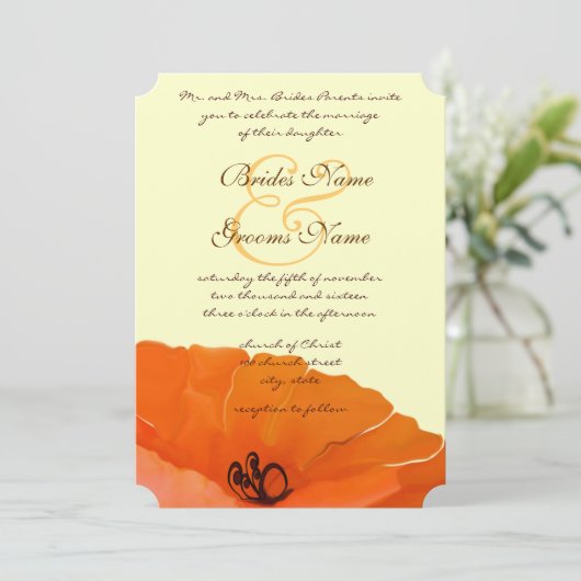 美しいエレガントポピー結婚式招待状 招待状 (スタンド正面)