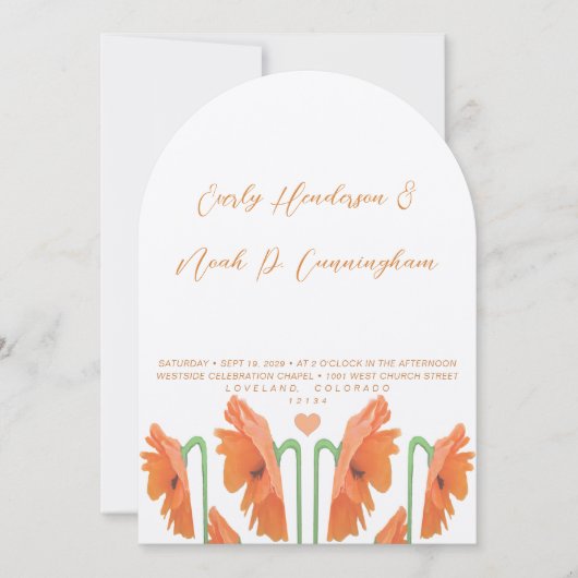 美しいエレガントポピー結婚式招待状 招待状 (正面)