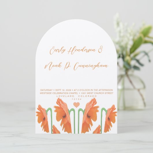 美しいエレガントポピー結婚式招待状 招待状 (スタンド正面)