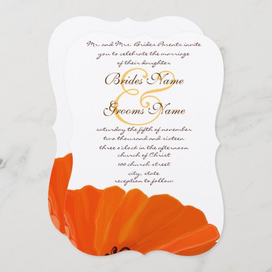 美しいエレガントポピー結婚式招待状 招待状 (正面/裏面)