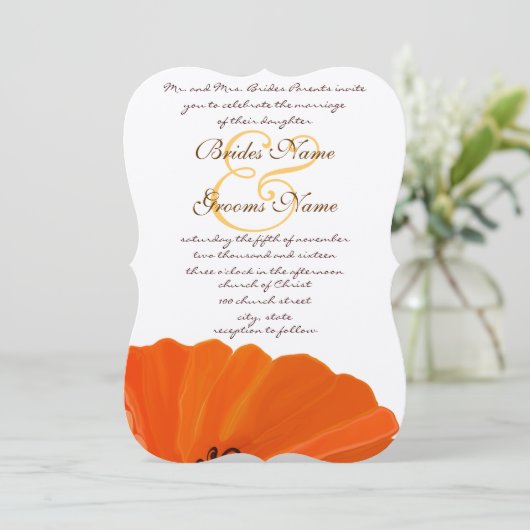 美しいエレガントポピー結婚式招待状 招待状 (スタンド正面)