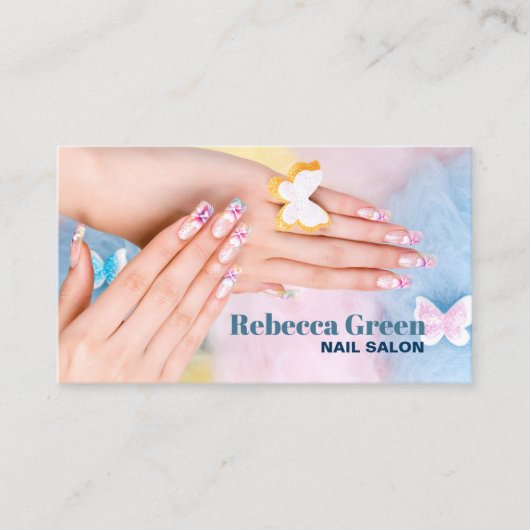 美しいエレガントマニキュリストネイルアーティストネイルサロン 名刺 (正面)