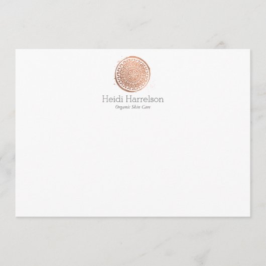 美しいエレガントマンダラロゴバラ金ゴールドフラットノート ノートカード (正面)