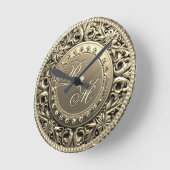 美しいエレガントモノグラム ラウンド壁時計 (傾斜)