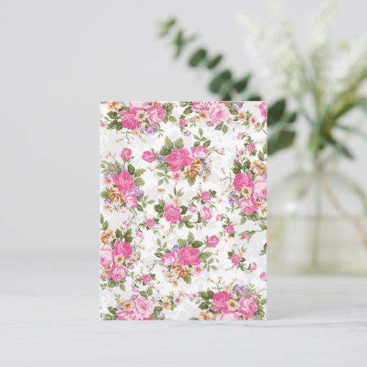 美しいエレガントヴィンテージガーリーバラの花 ポストカード (スタンド正面)