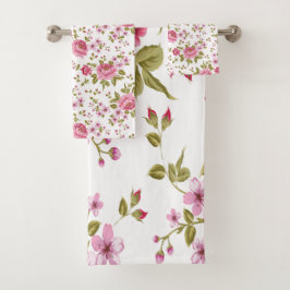 美しいエレガントヴィンテージバラ花柄 バスタオルセット