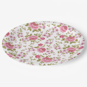 美しいエレガントヴィンテージフローラバラ ペーパープレート (アングル)