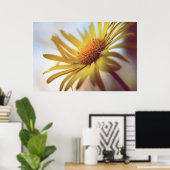 美しいエレガント抽象芸術イエローデイジー花 ポスター (ホームオフィス)