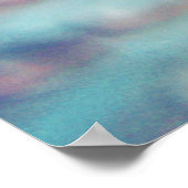 美しいエレガント抽象芸術ピンクの青い花のドロップ ポスター (角)