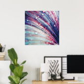 美しいエレガント抽象芸術ピンクの青い花のドロップ ポスター (ホームオフィス)