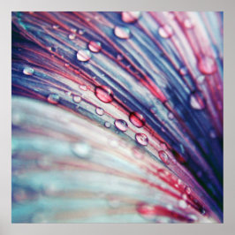 美しいエレガント抽象芸術ピンクの青い花のドロップ ポスター