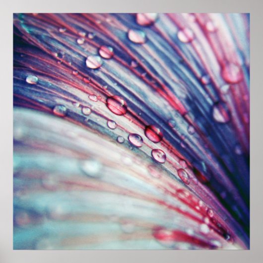 美しいエレガント抽象芸術ピンクの青い花のドロップ ポスター (正面)