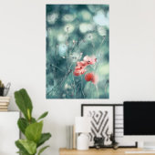 美しいエレガント抽象芸術夢想的なケシの花 ポスター (ホームオフィス)