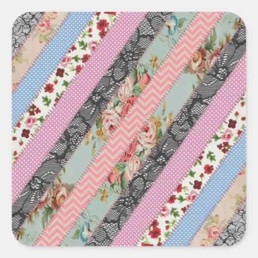 美しいエレガント模様のストライプステッチ スクエアシール (正面)