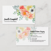 美しいエレガント水彩フローラ名刺 名刺 (正面/裏面)