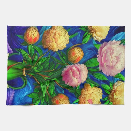 美しいエレガント牡丹コレクション キッチンタオル (横)