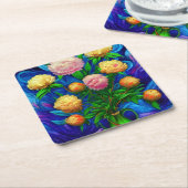 美しいエレガント牡丹コレクション スクエアペーパーコースター (アングル)