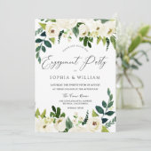 美しいエレガント白フローラ婚約パーティ 招待状 (スタンド正面)