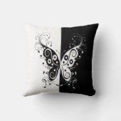 美しいエレガント白黒の蝶の渦巻き クッション (裏面)