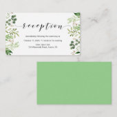 美しいエレガント緑、ウェディングレセプション エンクロージャーカード (正面/裏面)
