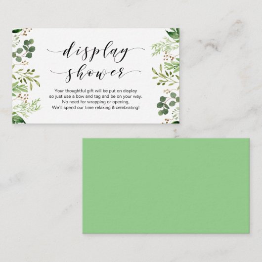 美しいエレガント緑、黒、ディスプレイシャワー エンクロージャーカード (正面/裏面)