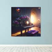 美しいエレガント豪華なピアノ室 キャンバスプリント (インサイチュ (ウッドフロア))