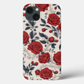 美しいエレガント赤いバラの花の柄のアート Case-Mate iPhoneケース (裏面)