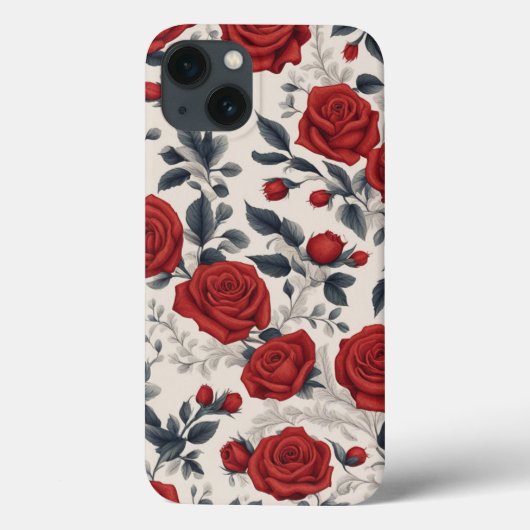 美しいエレガント赤いバラの花の柄のアート Case-Mate iPhoneケース (裏面)