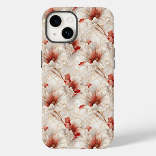 美しいエレガント赤い白フローラ Case-Mate iPhone 14ケース